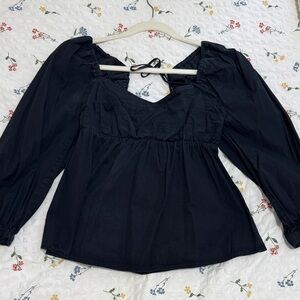 Open Edit Black Peplum Blouse
